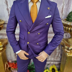 Costum mov de barbati cu butoni aurii Sacou si Pantalon C3401 3