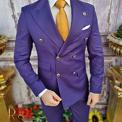 Costum mov de barbati cu butoni aurii Sacou si Pantalon C3401 4