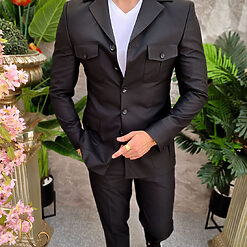 Costum negru Sacou si Pantalon C4087 3