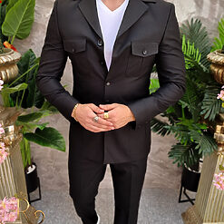 Costum negru Sacou si Pantalon C4087 4