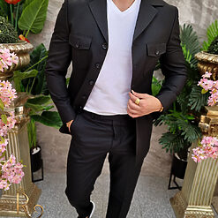 Costum negru Sacou si Pantalon C4087 5