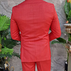 Costum rosu corai Double Breasted Sacou si Pantalon- C4149-Costume
