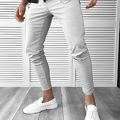 Pantaloni barbati casual gri 10614-Pantaloni > Pantaloni casual