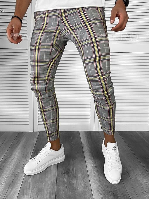 Pantaloni barbati casual regular fit in carouri B7885 B5-2.2-Pantaloni > Pantaloni casual