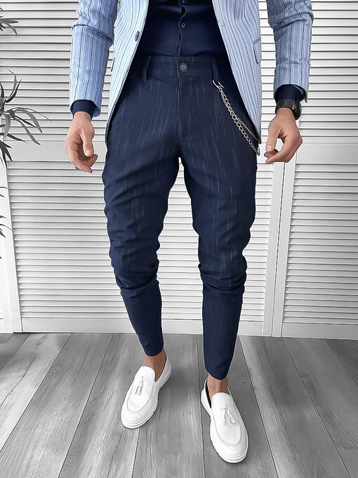 Pantaloni barbati eleganti bleumarin 7220 B11-5-Pantaloni > Pantaloni eleganti