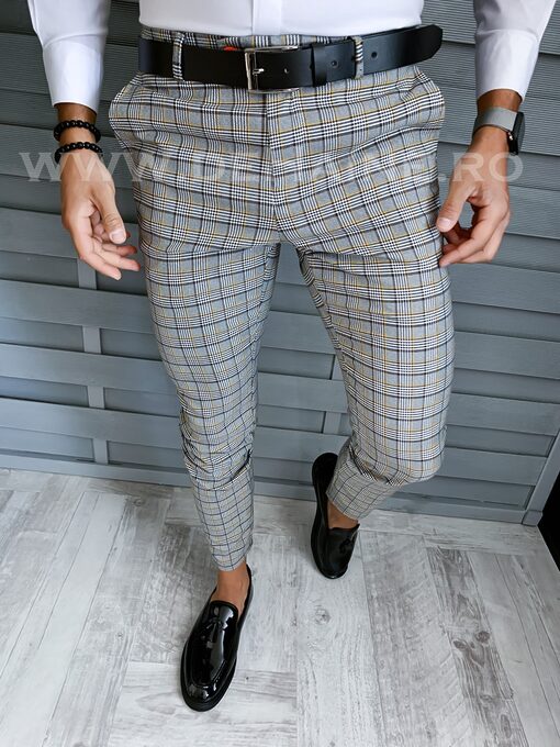 Pantaloni barbati eleganti in carouri B1740 E 128-3*-Pantaloni > Pantaloni eleganti