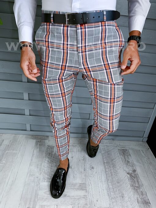 Pantaloni barbati eleganti in carouri B1889 B12-4-Pantaloni > Pantaloni eleganti