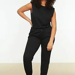 Pantaloni trening dama plus size Jannette negri-Pantaloni trening dama-Pantaloni trening dama