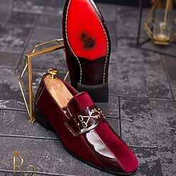 Pantofi Loafers barbatesti bordeaux piele naturala P1706 3