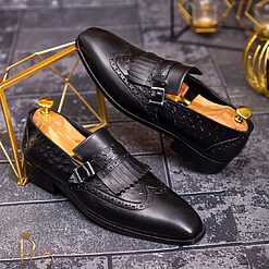 Pantofi Loafers barbatesti negri cu catarama P1705 5