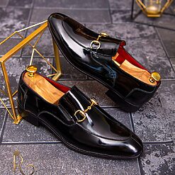 Pantofi Loafers barbatesti negri lacuiti piele naturala P1708 3