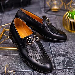 Pantofi Loafers de barbati negri din piele naturala Reginald P1452 4