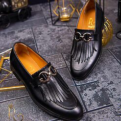 Pantofi Loafers de barbati negri din piele naturala Reginald P1452 5