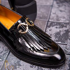 Pantofi Loafers de barbati negri lacuiti din piele naturala Reginald P1342 2