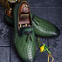 Pantofi Mocasini verzi din piele naturala Croc Edition P1050 1