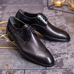 Pantofi cu siret barbatesti negri din piele naturala P1725 2