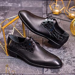 Pantofi cu siret barbatesti negri din piele naturala P1725 4