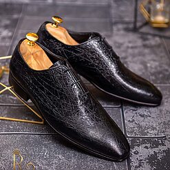 Pantofi cu siret barbatesti negri one cut P1710 3