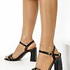 Sandale dama elegante negre Felecia-Sandale cu toc gros-Sandale elegante