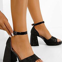 Sandale dama elegante negre Roda B-Sandale cu toc-Sandale cu toc