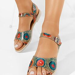 Sandale dama piele Viadana multicolore-Sandale piele-Sandale fara toc