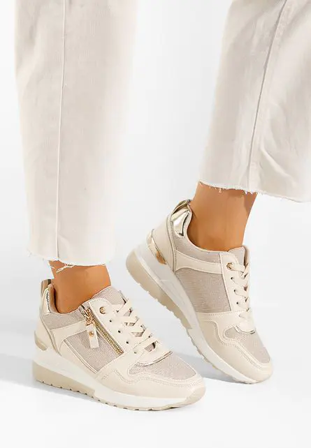 Sneakers cu platforma Rafina V2 bej-Sneakers cu platforma-Sneakers cu platforma