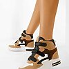 Sneakers dama cu platforma ascunsa Veleta kaki-Sneakers High-Top-Sneakers cu platforma