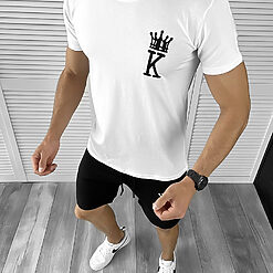 Trening barbati alb/negru pantaloni + tricou 11698 23-5-Trening