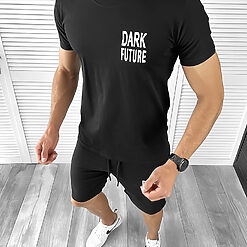 Trening barbati negru pantaloni + tricou 11699 14-5-Trening