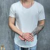 Tricou de barbati slim fit alb cu guler rotung