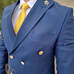 Costum Reginald Double Breasted bleumarin Sacou si Pantalon C4201 2