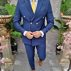 Costum Reginald Double Breasted bleumarin Sacou si Pantalon C4201 3