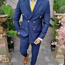 Costum Reginald Double Breasted bleumarin Sacou si Pantalon C4201 4
