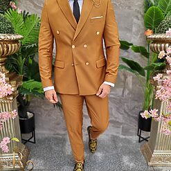 Costum Reginald Double Breasted maro Sacou si Pantalon C4202 3