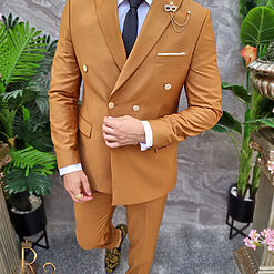 Costum Reginald Double Breasted maro Sacou si Pantalon C4202 4