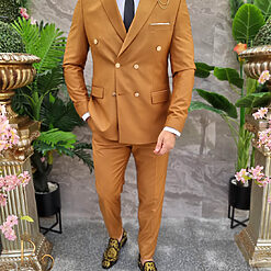 Costum Reginald Double Breasted maro Sacou si Pantalon C4202 5