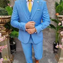 Costum Reginald Rivolli bleu Sacou Vesta si Pantalon C4199 2