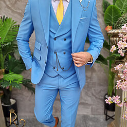 Costum Reginald Rivolli bleu Sacou Vesta si Pantalon C4199 3
