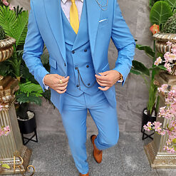 Costum Reginald Rivolli bleu Sacou Vesta si Pantalon C4199 4