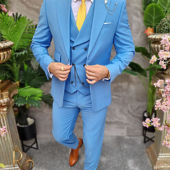 Costum Reginald Rivolli bleu Sacou Vesta si Pantalon C4199 6