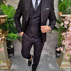 Costum Reginald negru Sacou Vesta si Pantalon C4205 3