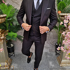 Costum Reginald negru Sacou Vesta si Pantalon C4205 4