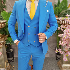 Costum barbatesc bleu nasturi aurii - Sacou