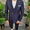 Costum barbatesc bleumarin Double Breasted - Sacou si Pantalon - C4198-Costume