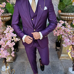 Costum barbatesc mov Sacou Vesta si Pantalon C4214 2