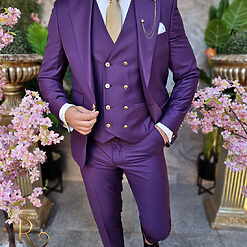 Costum barbatesc mov Sacou Vesta si Pantalon C4214 4