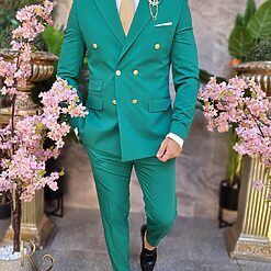 Costum barbatesc verde Sacou si Pantalon C4213 2