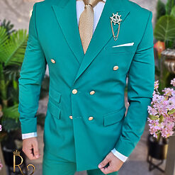 Costum barbatesc verde: Sacou si Pantalon - C4213-Costume