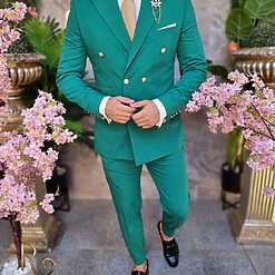 Costum barbatesc verde Sacou si Pantalon C4213 3