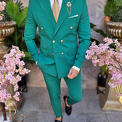 Costum barbatesc verde Sacou si Pantalon C4213 4